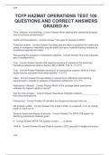 TCFP HAZMAT OPERATIONS TEST 100 QUESTIONS AND CORRECT ANSWERS GRADED A&plus;