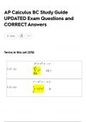 AP Calculus BC Study Guide UPDATED Exam Questions and CORRECT Answers