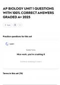 AP BIOLOGY UNIT 1 QUESTIONS WITH 100&percnt; CORRECT ANSWERS GRADED A&plus; 2025