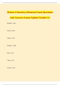 Honors Chemistry Elements Exam Questions And Answers Latest Update Graded A&plus;