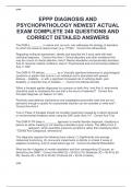 EPPP DIAGNOSIS AND PSYCHOPATHOLOGY NEWEST ACTUAL EXAM COMPLETE 240 QUESTIONS AND CORRECT DETAILED ANSWERS