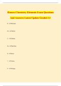 Honors Chemistry Elements Exam Questions And Answers Latest Update Graded A&plus;