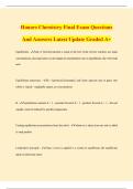 Honors Chemistry Final Exam Questions And Answers Latest Update Graded A&plus;
