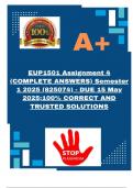 EUP1501 Assignment 4 &lpar;COMPLETE ANSWERS&rpar; Semester 1 2025 &lpar;825074&rpar; - DUE 15 May 2025&semi;100&percnt; CORRECT AND TRUSTED SOLUTIONS