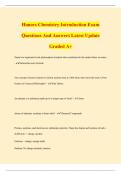 Honors Chemistry Introduction Exam Questions And Answers Latest Update Graded A&plus;