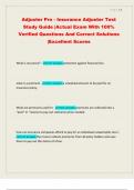 Adjuster Pro - Insurance Adjuster Test Study Guide &vert;Actual Exam With 100&percnt; Verified Questions And Correct Solutions &vert;Excellent Scores