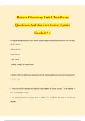 Honors Chemistry Unit 1 Exam Questions And Answers Latest Update Graded A&plus;