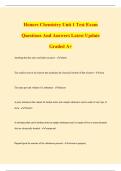 Honors Chemistry Unit 1 Test Exam Questions And Answers Latest Update Graded A&plus;