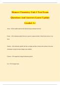Honors Chemistry Unit 3 Test Exam Questions And Answers Latest Update Graded A&plus;