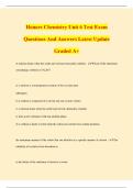 Honors Chemistry Unit 6 Test Exam Questions And Answers Latest Update Graded A&plus;
