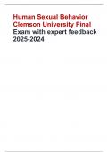 Human Sexual Behavior Clemson University Final Exam with expert feedback 2025-2024