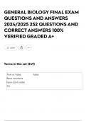 GENERAL BIOLOGY FINAL EXAM QUESTIONS AND ANSWERS 2024&sol;2025 252 QUESTIONS AND CORRECT ANSWERS 100&percnt; VERIFIED GRADED A&plus;