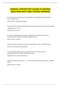 GENERAL CONTRACTOR LICENSE IN ARIZONA QUESTIONS WITH 100&percnt; VERIFIED ANSWERS