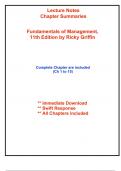 Lecture Notes &sol; Chapter Summaries for Fundamentals of Management&comma; 11th Edition by Griffin &lpar;All Chapters included&rpar;