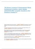 TN Drivers Liscence F Endorsement Study  Guide&lpar;exam practice&rpar; Latest Update  2025&sol;2026 With Complete Questions And  Solutions Graded A&plus; 