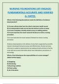 NURSING FOUNDATIONS &lpar;ATI ENGAGE&rpar;  FUNDAMENTALS ACCURATE AND VERIFIED  A&plus; RATED&period; 