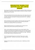 IMMUNIZATION TRAINING STUDY QUESTIONS WITH 100&percnt; VERIFIED ANSWERS