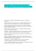 Essentials of Nursing Practice Exam 1 with Questions and Correct Answers 2025&period;