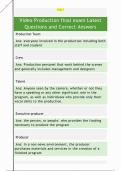    Video Production final exam Latest  Questions and Correct Answers 