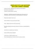 MARYLAND STATE LAW QUESTIONS WITH 100&percnt; CORRECT ANSWERS