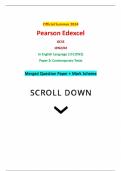 Official Summer 2024 Pearson Edexcel GCSE 1EN2&sol;02 In English Language 2&period;0 &lpar;1EN2&rpar; Paper 2&colon; Contemporary Texts Merged Question Paper &plus; Mark Scheme