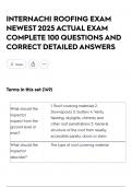 INTERNACHI ROOFING EXAM NEWEST 2025 ACTUAL EXAM COMPLETE 100 QUESTIONS AND CORRECT DETAILED ANSWERS