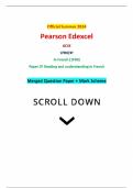 Official Summer 2024 Pearson Edexcel GCSE 1FR0&sol;3F In French &lpar;1FR0&rpar; Paper 3F Reading and understanding in French Merged Question Paper &plus; Mark Scheme