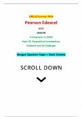 Official Summer 2024 Pearson Edexcel GCSE 1GA0&sol;03 In Geography A &lpar;1GA0&rpar; Paper 03&colon; Geographical Investigations&colon; Fieldwork and UK Challenges Merged Question Paper &plus; Mark Scheme