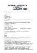NURSING EXAM WITH CORRECT ANSWERS 2025