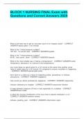 BLOCK 1 NURSING FINAL Exam with Questions and Correct Answers 2025&period;