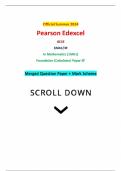 Official Summer 2024 Pearson Edexcel GCSE 1MA1&sol;3F In Mathematics &lpar;1MA1&rpar; Foundation &lpar;Calculator&rpar; Paper 3F Merged Question Paper &plus; Mark Scheme