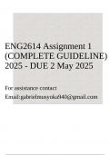 ENG2614 Assignment 1 &lpar;COMPLETE GUIDELINE&rpar; 2025 - DUE 2 May 2025