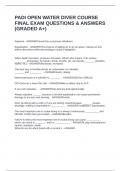 PADI OPEN WATER DIVER COURSE FINAL EXAM QUESTIONS & ANSWERS &lpar;GRADED A&plus;&rpar;