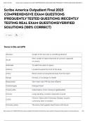 Scribe America Outpatient Final 2025 COMPREHENSIVE EXAM QUESTIONS &vert;FREQUENTLY TESTED QUESTIONS &vert;RECENTLY TESTING REAL EXAM QUESTIONS&vert;VERIFIED SOLUTIONS &lpar;100&percnt; CORRECT&rpar;