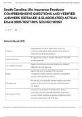 South Carolina Life Insurance Producer COMPREHENSIVE QUESTIONS AND VERIFIED ANSWERS &lpar;DETAILED & ELABORATED&rpar; ACTUAL EXAM 2025 TEST 100&percnt; SOLVED 2025&excl;&excl;