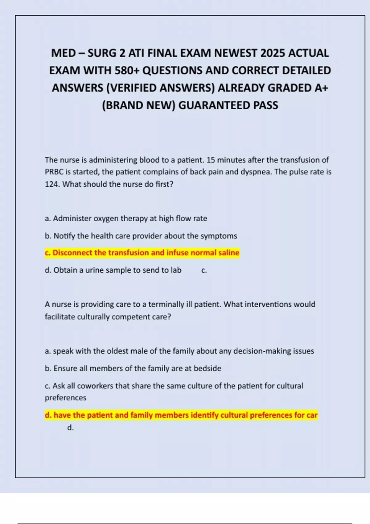 MED – SURG 2 ATI FINAL EXAM NEWEST 2025 ACTUAL EXAM WITH 580+ QUESTIONS ...