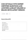  CON 237  EXAM WITH EXPERT CERTIFIED QUESTIONS AND ANSWERS ALREADY GRADED A&plus; BRAND NEW&excl;&sol;LATEST VERSION