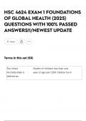 HSC 4624 EXAM 1 FOUNDATIONS OF GLOBAL HEALTH &lpar;2025&rpar; QUESTIONS WITH 100&percnt; PASSED ANSWERS&excl;&excl;&sol;NEWEST UPDATE