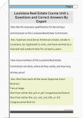 Louisiana Real Estate Course Unit 1  Questions and Correct Answers By  Expert 