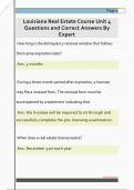 Louisiana Real Estate Course Unit 4  Questions and Correct Answers By  Expert