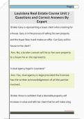 Louisiana Real Estate Course Unit 7  Questions and Correct Answers By  Expert 