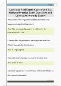 Louisiana Real Estate Course Unit 8&period;2  National Practice Exam Questions and  Correct Answers By Expert