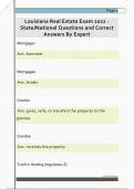 Louisiana Real Estate Exam 2022 -  State&sol;National Questions and Correct  Answers By Expert
