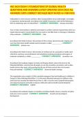 HSC 4624 EXAM 1 FOUNDATIONS OF GLOBAL HEALTH QUESTIONS AND ANSWERS LATEST UPDATED 2024&sol;2025 ALL ANSWERS 100&percnt; CORRECT DETAILED BEST RATED A&plus; FOR PASS