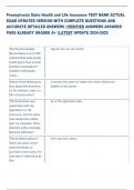 Pennsylvania State Health and Life Insurance TEST BANK ACTUAL  EXAM UPDATED VERSION WITH COMPLETE QUESTIONS AND  ACCURATE DETAILED ANSWERS VERIFIED ANSWERS ASSURED  PASS ALREADY GRADED A&plus; LATEST UPDATE 2024-2025 