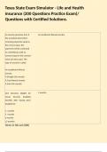 Texas State Exam Simulator - Life and Health Insurance &lpar;200 Questions Practice Exam&rpar;&sol; Questions with Certified Solutions&period;