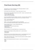 Final Exam Nursing 205 Questions and Answers 100&percnt; Correct