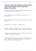 CERTIFIED PARKS AND RECREATION PROFESSIONAL &lpar;CPRP&rpar; 2025 UPDATED ACTUAL EXAM WITH CORRECT SOLUTIONS&period;
