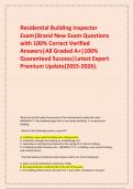  Residential Building Inspector Exam&vert;Brand New Exam Questions with 100&percnt; Correct Verified Answers&vert;All Graded A&plus;&vert;100&percnt; Guaranteed Success&vert;Latest Expert Premium Update&lpar;2025-2026&rpar;&period;