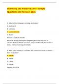 Chemistry 103 Practice Exam &ndash; Sample  Questions and Answers 2025